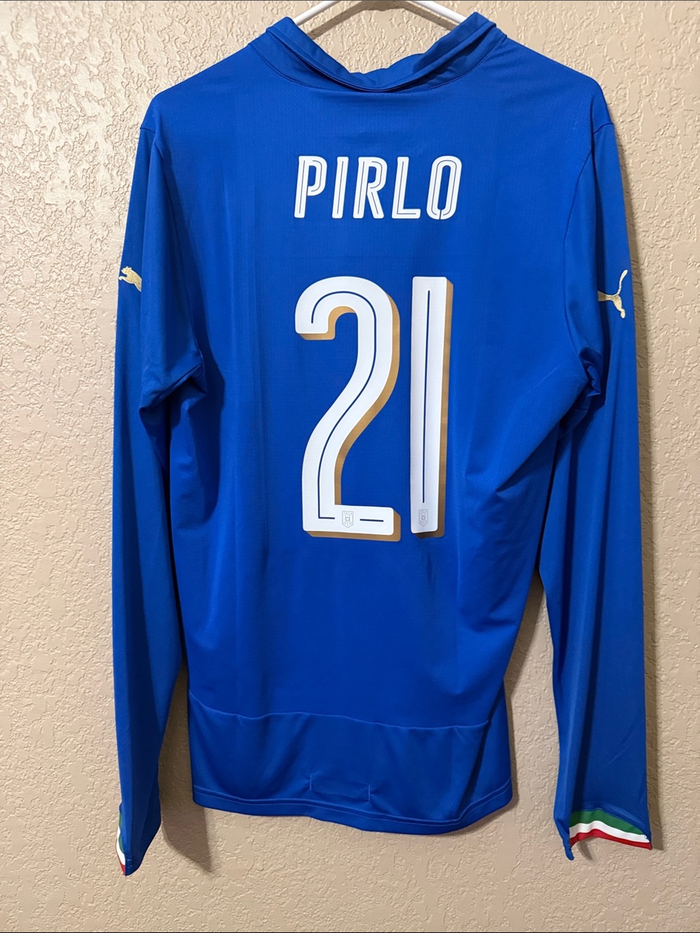 Puma Blue Italy Pirlo #21 Long-Sleeve Football Jersey